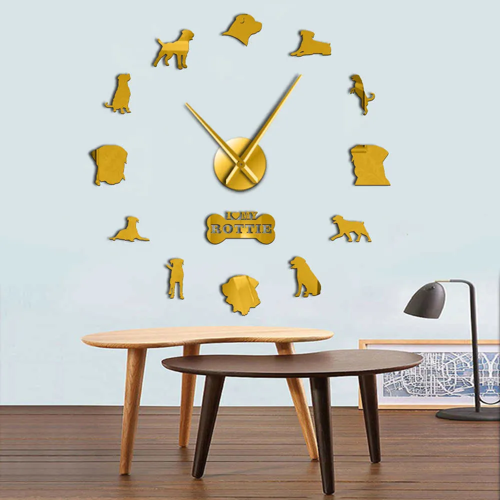 Doberman Pomeranian Rottweiler Poodle Pitbull Siberian Husky Jack Russel Popuar Dog Breeds DIY Giant Wall Clock Puppy Home Decor