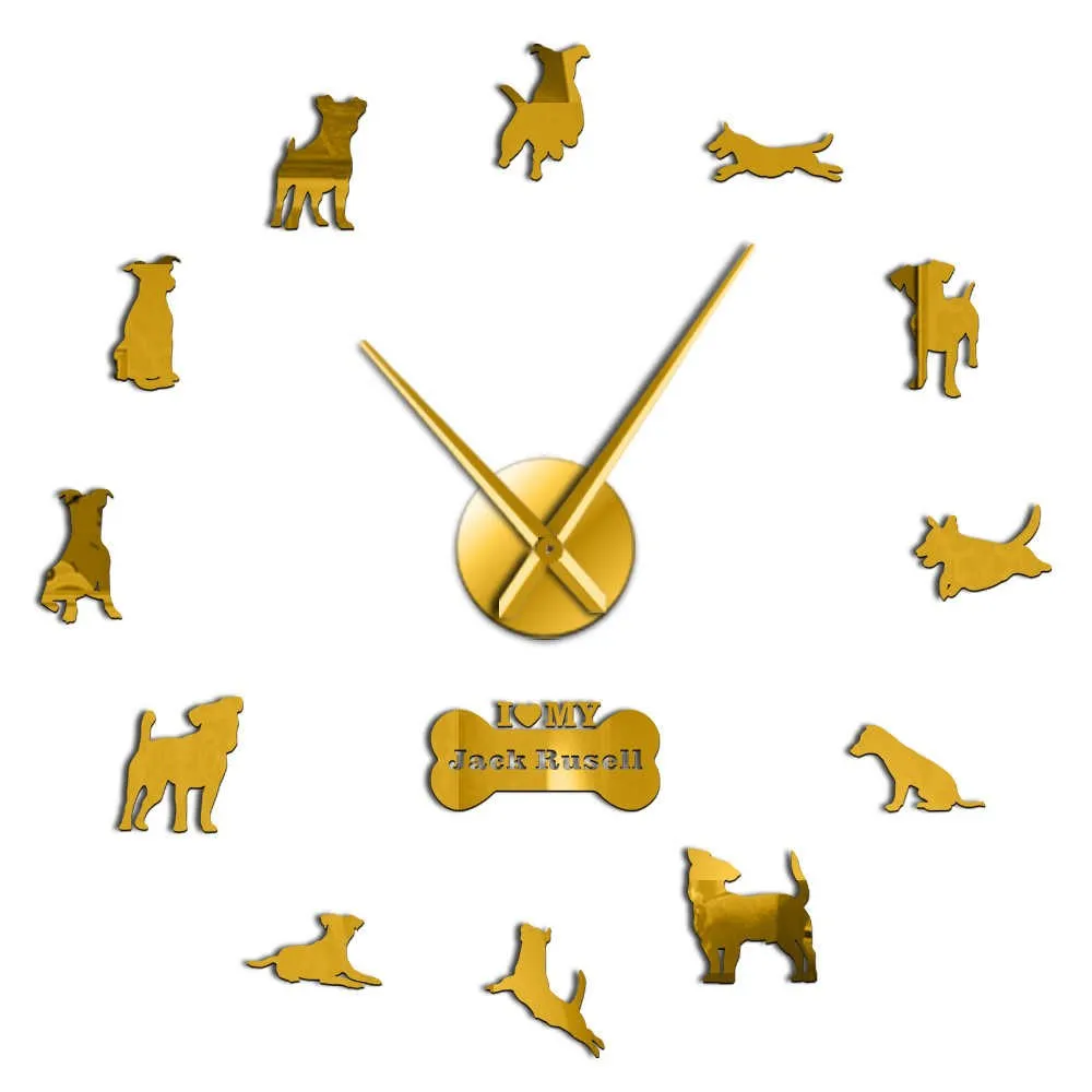Doberman Pomeranian Rottweiler Poodle Pitbull Siberian Husky Jack Russel Popuar Dog Breeds DIY Giant Wall Clock Puppy Home Decor