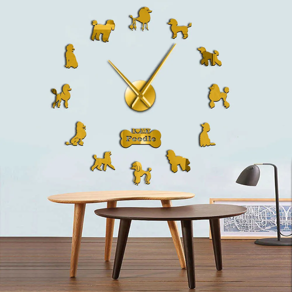 Doberman Pomeranian Rottweiler Poodle Pitbull Siberian Husky Jack Russel Popuar Dog Breeds DIY Giant Wall Clock Puppy Home Decor