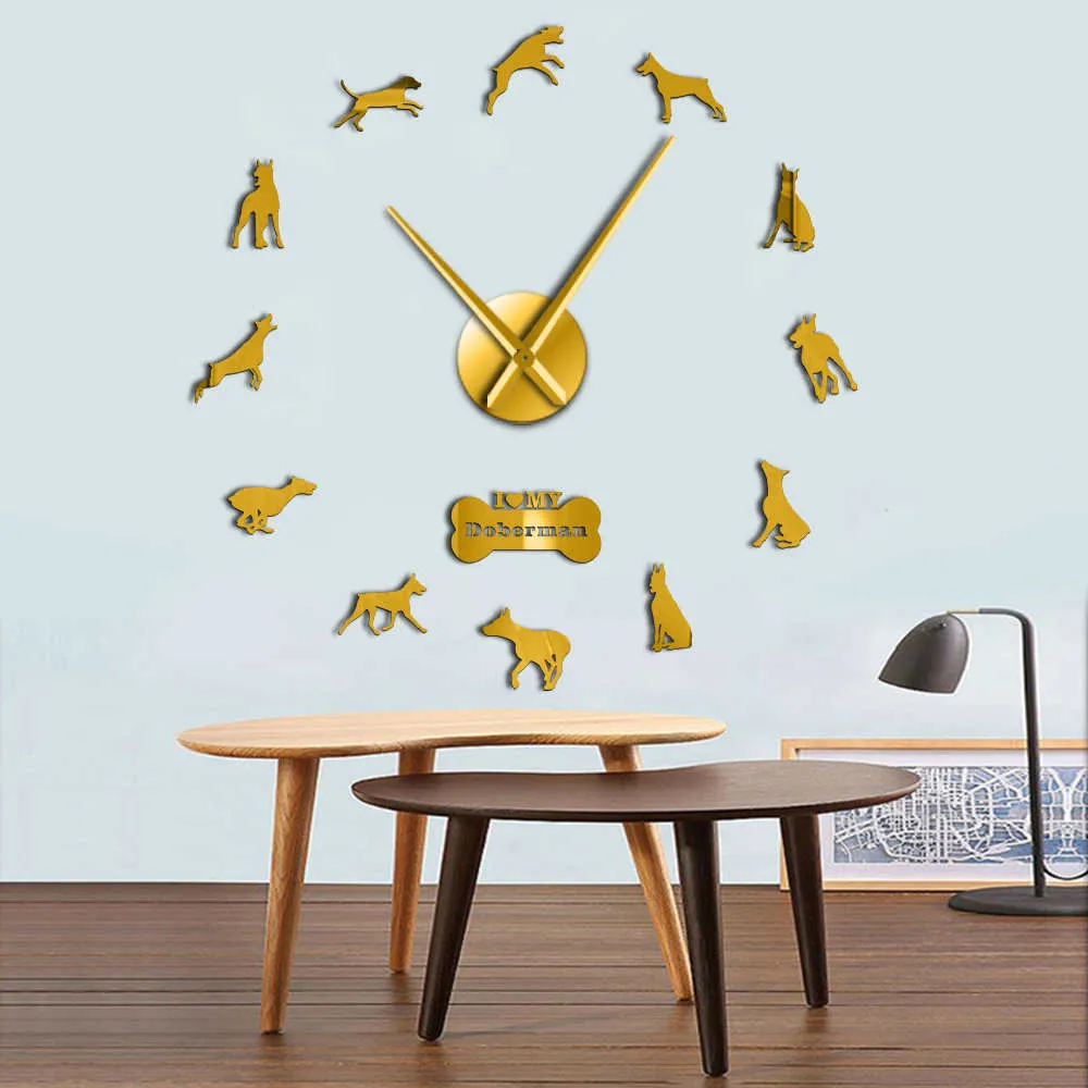 Doberman Pomeranian Rottweiler Poodle Pitbull Siberian Husky Jack Russel Popuar Dog Breeds DIY Giant Wall Clock Puppy Home Decor
