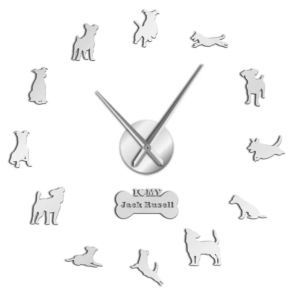 Doberman Pomeranian Rottweiler Poodle Pitbull Siberian Husky Jack Russel Popuar Dog Breeds DIY Giant Wall Clock Puppy Home Decor
