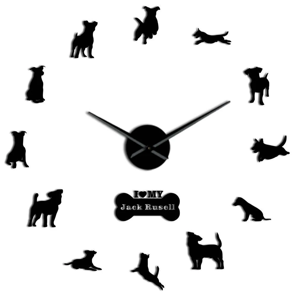 Doberman Pomeranian Rottweiler Poodle Pitbull Siberian Husky Jack Russel Popuar Dog Breeds DIY Giant Wall Clock Puppy Home Decor