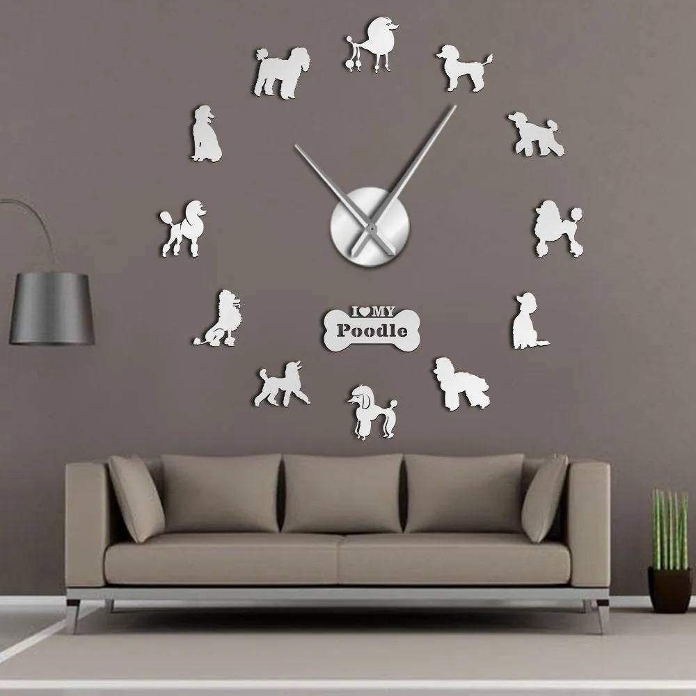 Doberman Pomeranian Rottweiler Poodle Pitbull Siberian Husky Jack Russel Popuar Dog Breeds DIY Giant Wall Clock Puppy Home Decor