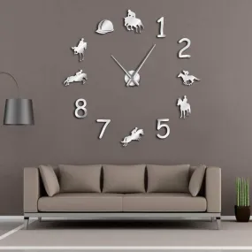 Equestrians Large Wall Clock Farmhouse Home Decor Cowboys Modern Design Giant Wall Clock Rodeo Horse Riding DIY Wall Watch