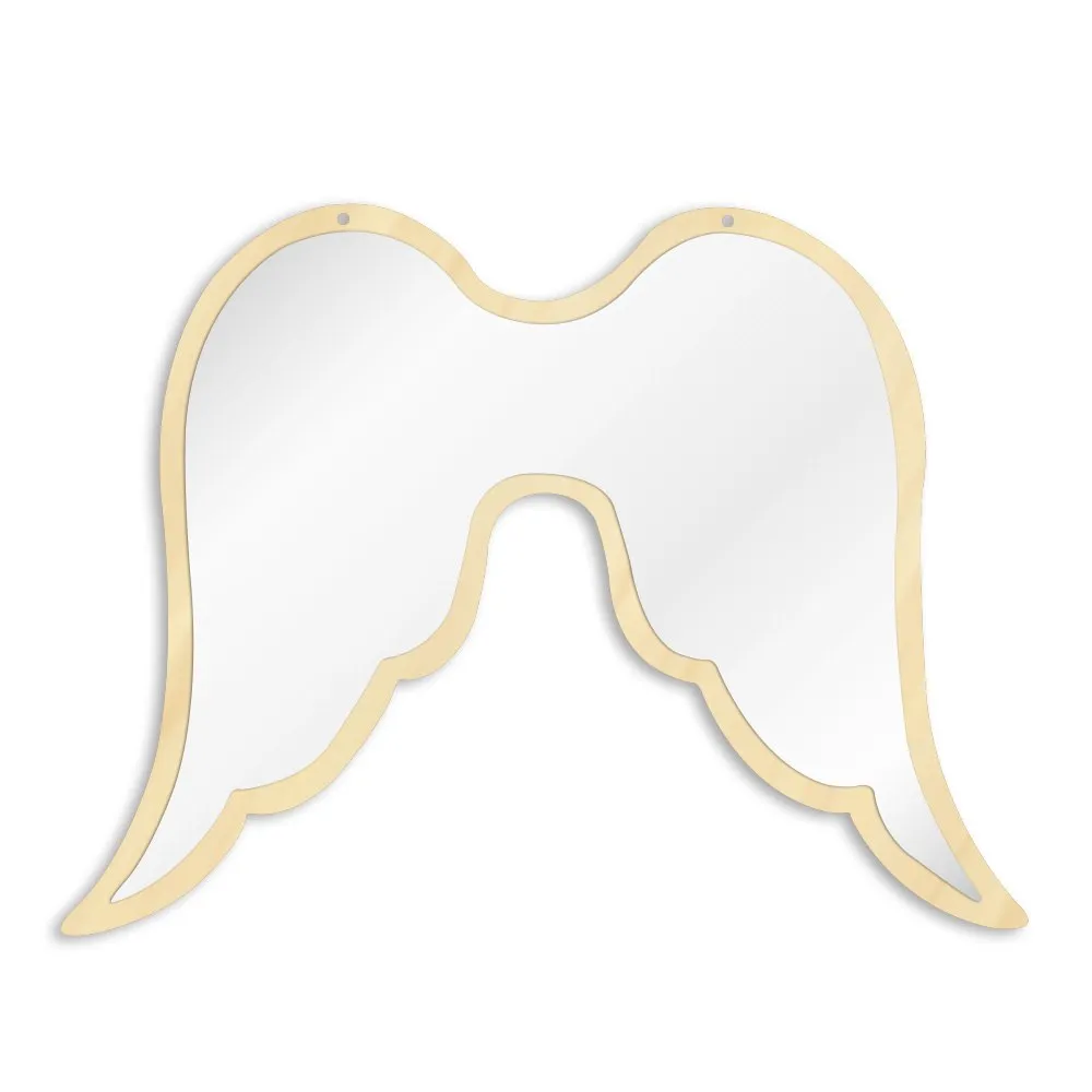 Fantasy Open Angel Wing Wall Mirror Decorative Home Ornament Children Baby Room Nursery Safety Acylic Mirror With Wooden Back