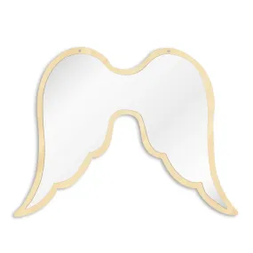 Fantasy Open Angel Wing Wall Mirror  Home Ornament Children Baby Room Nursery Safety Acylic Mirror With Wooden Back