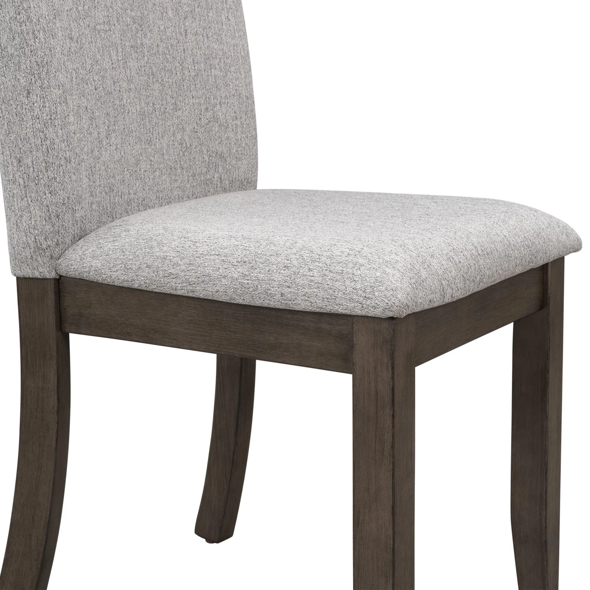 Farmhouse 5-Piece Wood Dining Table Set for 4, Kitchen Furniture Set with 4 Upholstered Dining Chairs for Small Places, Gray Table Gray Chair