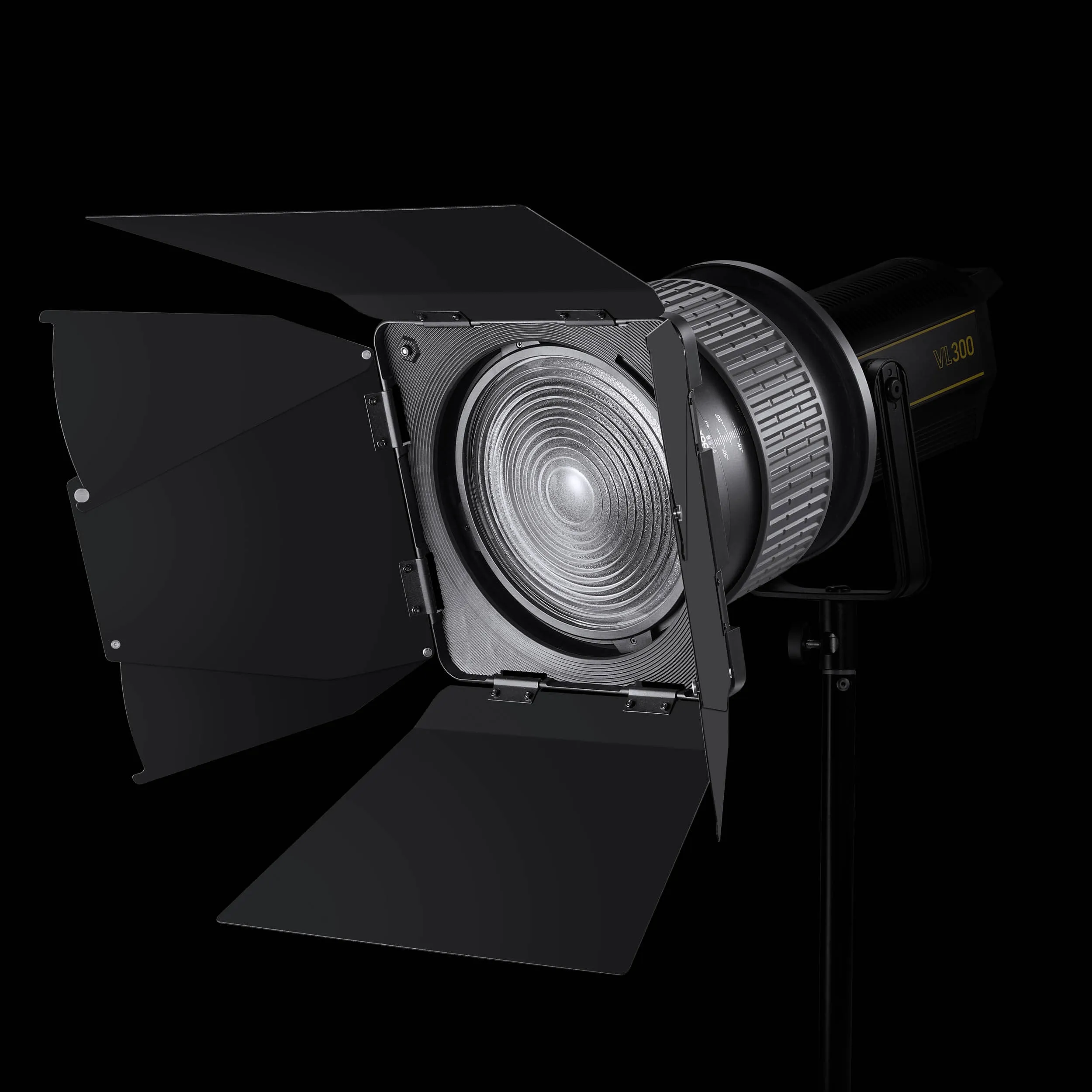 FLS8 8" Optical Fresnel Lens  with LB-01 Barn Doors (S-Type Fitting)