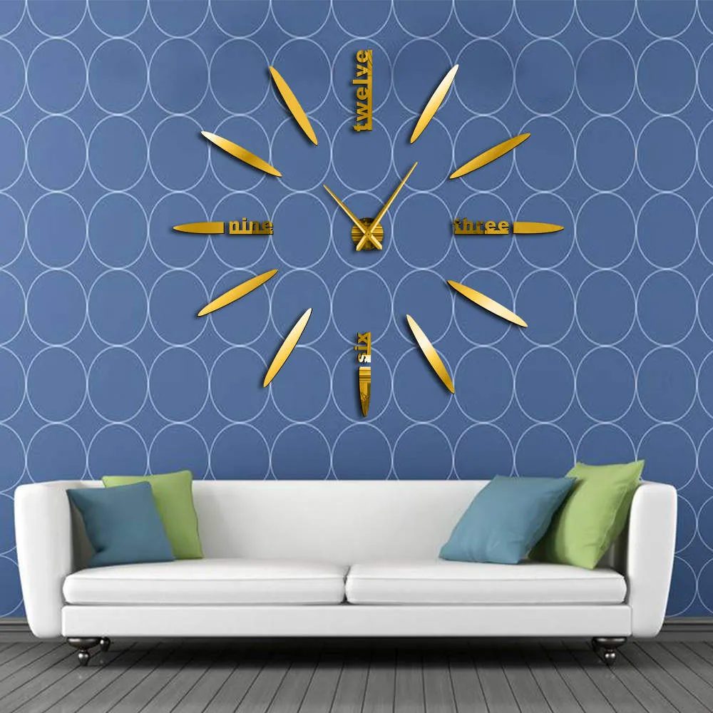 Frameless DIY Wall Clock 3D Mirror Wall Clock Large Mute Wall Stickers for Living Room Bedroom Home Decorations Big Time Clock