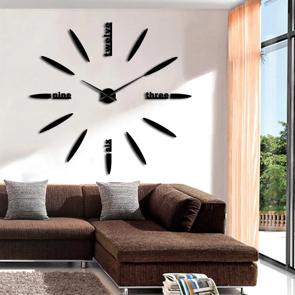 Frameless DIY Wall Clock 3D Mirror Wall Clock Large Mute Wall Stickers for Living Room Bedroom Home Decorations Big Time Clock