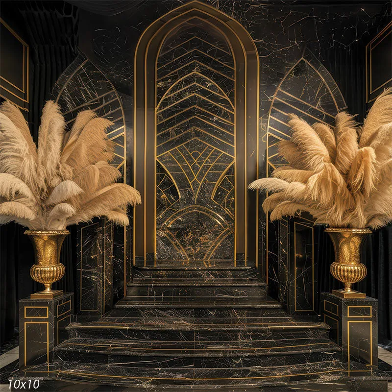 Gatsby Luxury Marble and Gold Backdrop for Prom Photography