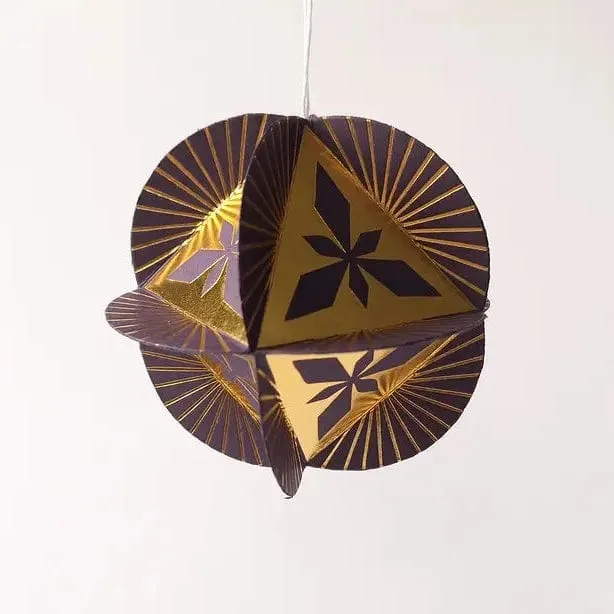 Globe Ornament Kit - 8 Sided Octahedron in Prism Design - Gold on Purple