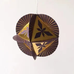 Globe Ornament Kit - 8 Sided Octahedron in Prism Design - Gold on Purple