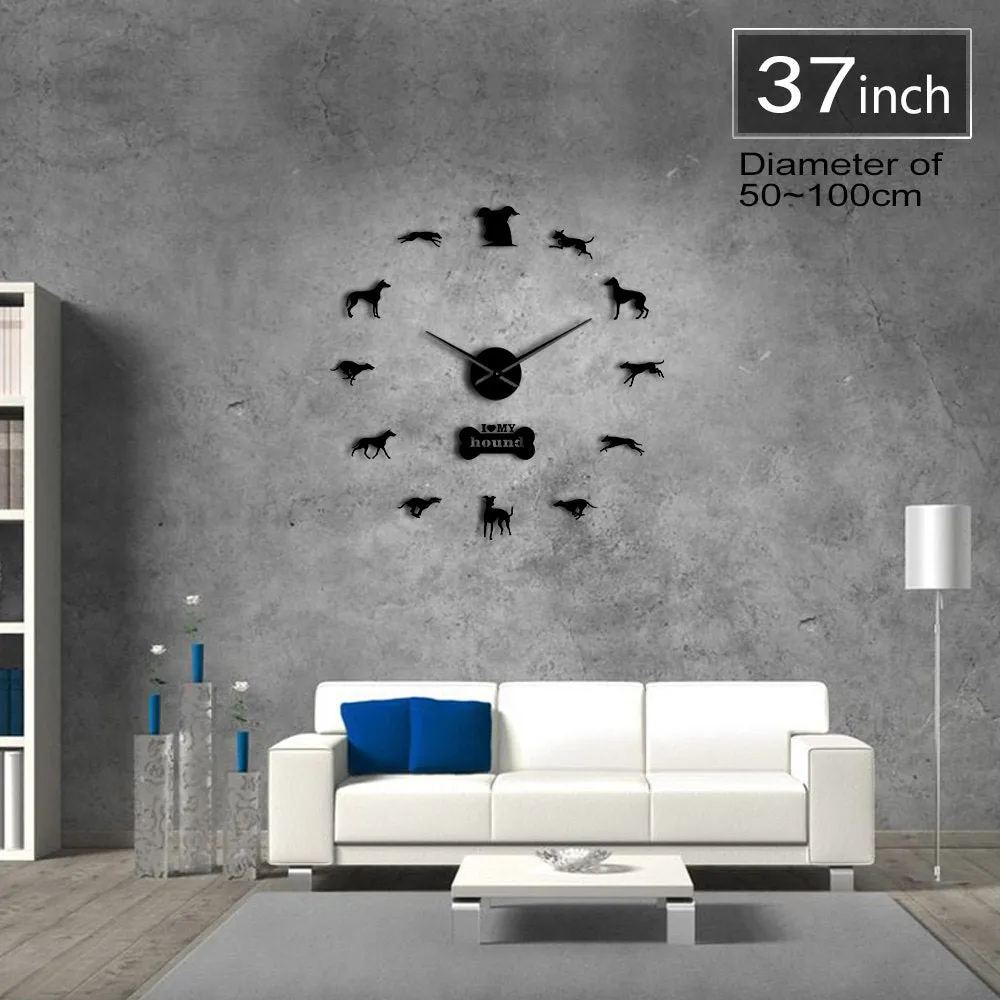 Greyhound Adoption Whippet Wall Art DIY Giant Wall Clock Greyhound Home Decor Dog Breed Exclusive Wall Clock Dog Lovers Gift