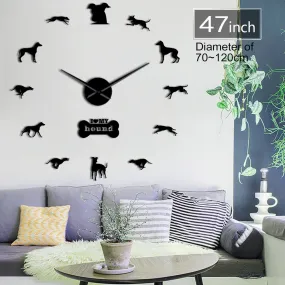 Greyhound Adoption Whippet Wall Art DIY Giant Wall Clock Greyhound Home Decor Dog Breed Exclusive Wall Clock Dog Lovers Gift