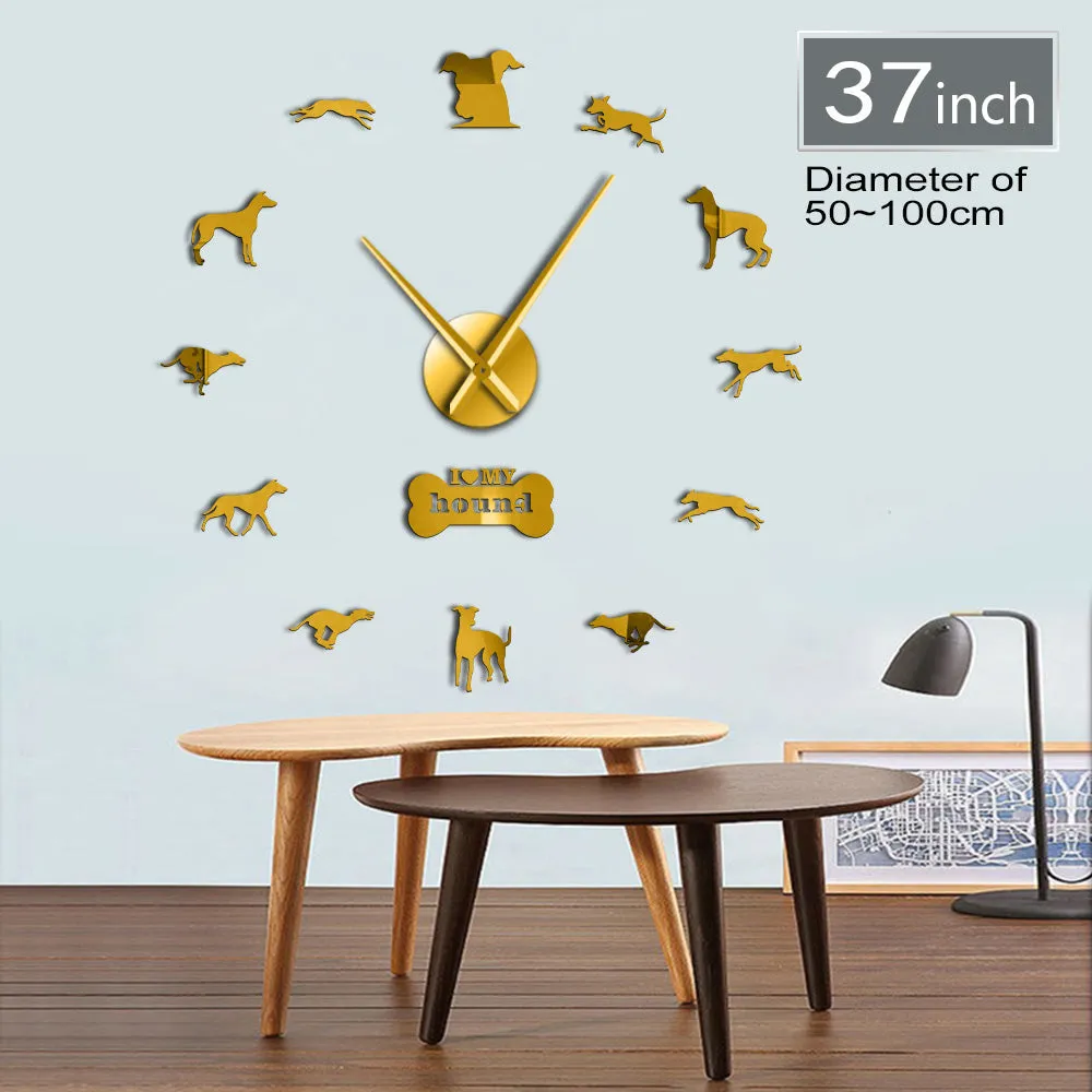 Greyhound Adoption Whippet Wall Art DIY Giant Wall Clock Greyhound Home Decor Dog Breed Exclusive Wall Clock Dog Lovers Gift