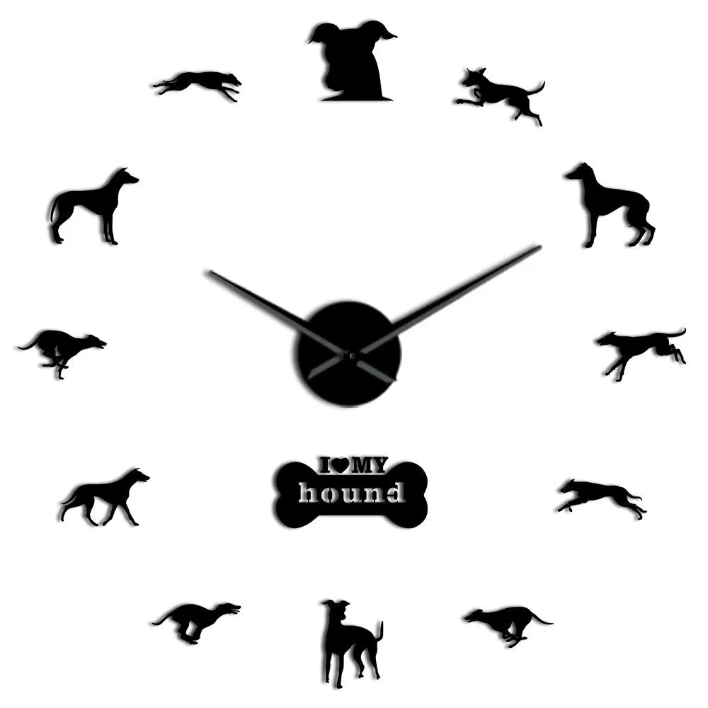Greyhound Adoption Whippet Wall Art DIY Giant Wall Clock Greyhound Home Decor Dog Breed Exclusive Wall Clock Dog Lovers Gift