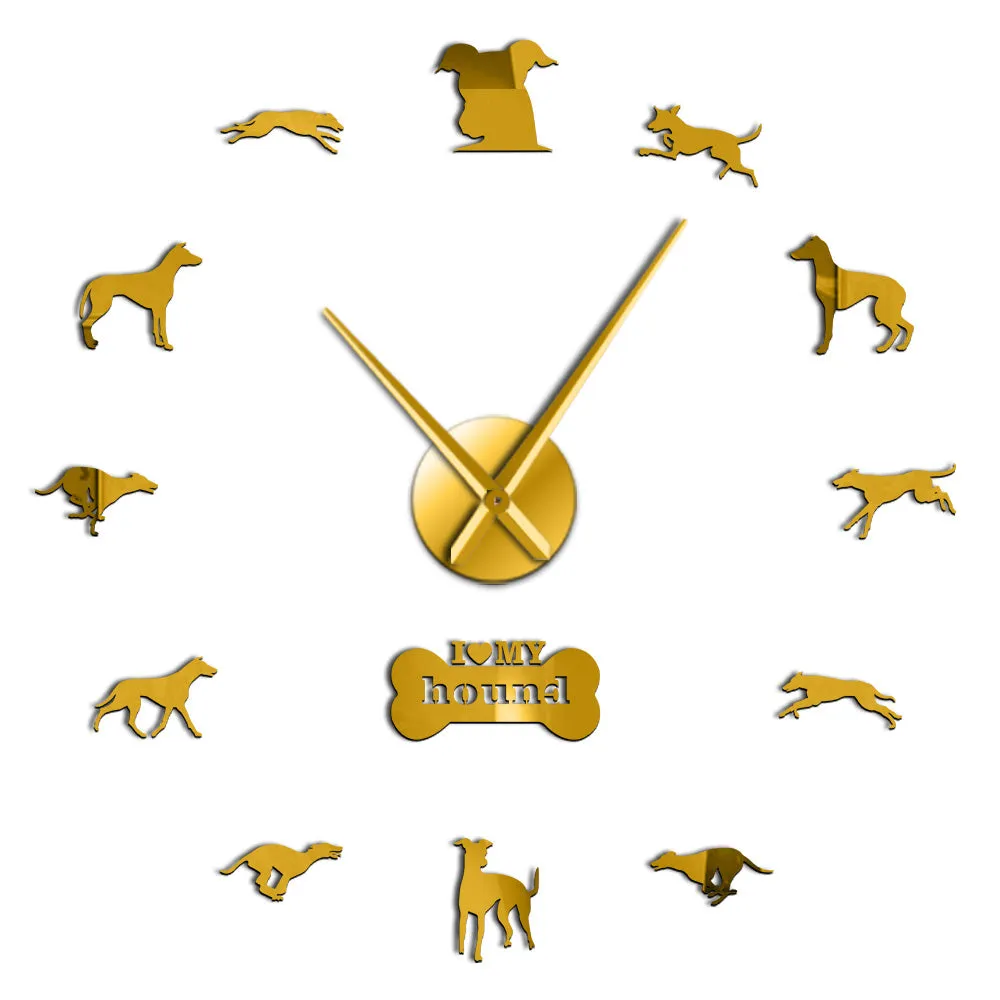 Greyhound Adoption Whippet Wall Art DIY Giant Wall Clock Greyhound Home Decor Dog Breed Exclusive Wall Clock Dog Lovers Gift