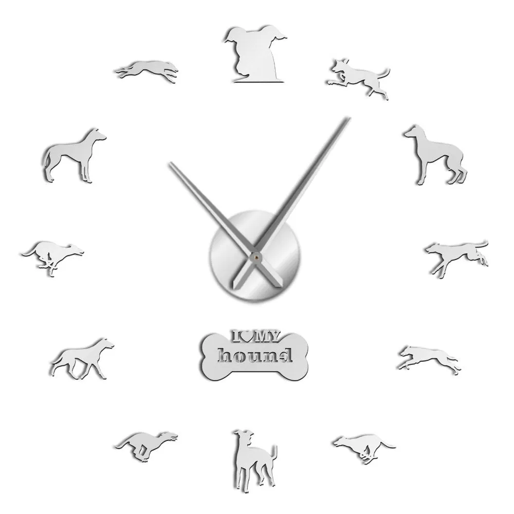 Greyhound Adoption Whippet Wall Art DIY Giant Wall Clock Greyhound Home Decor Dog Breed Exclusive Wall Clock Dog Lovers Gift