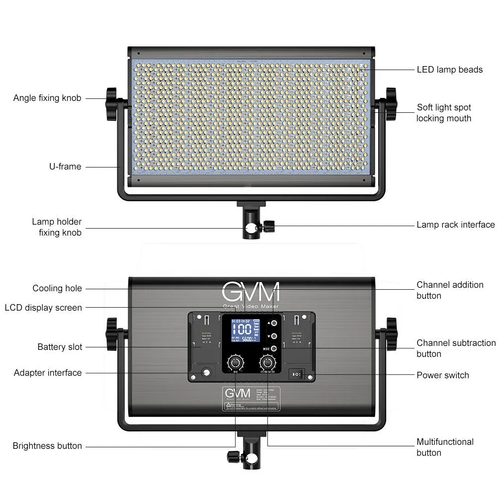 GVM-1500D 75W Powerful Bi-color and RGB Video Panel Light