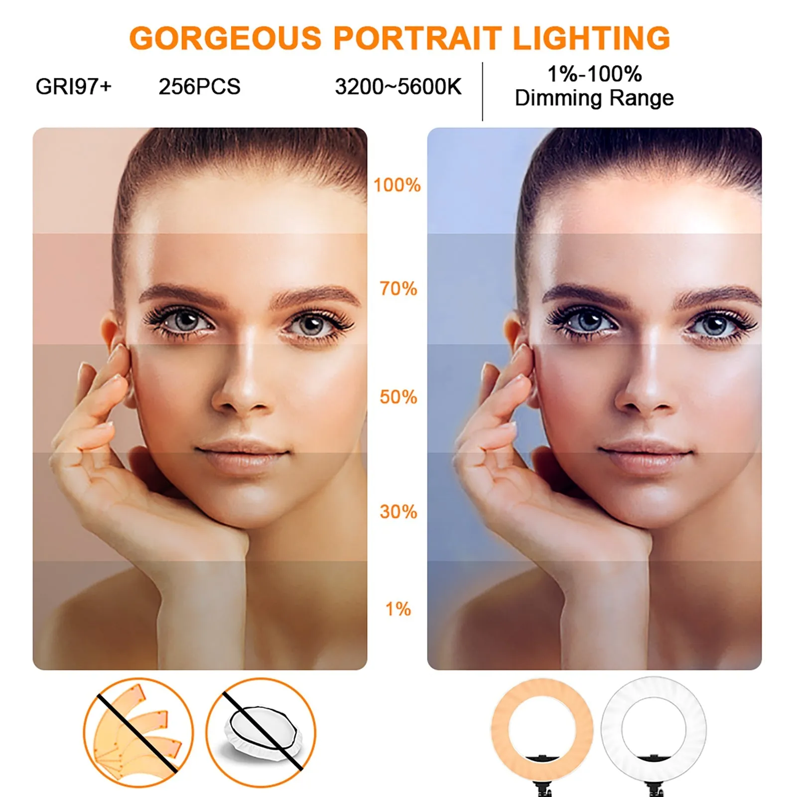 GVM-18S 55W High Power Bi-Color LED Ring Light Kit (18")