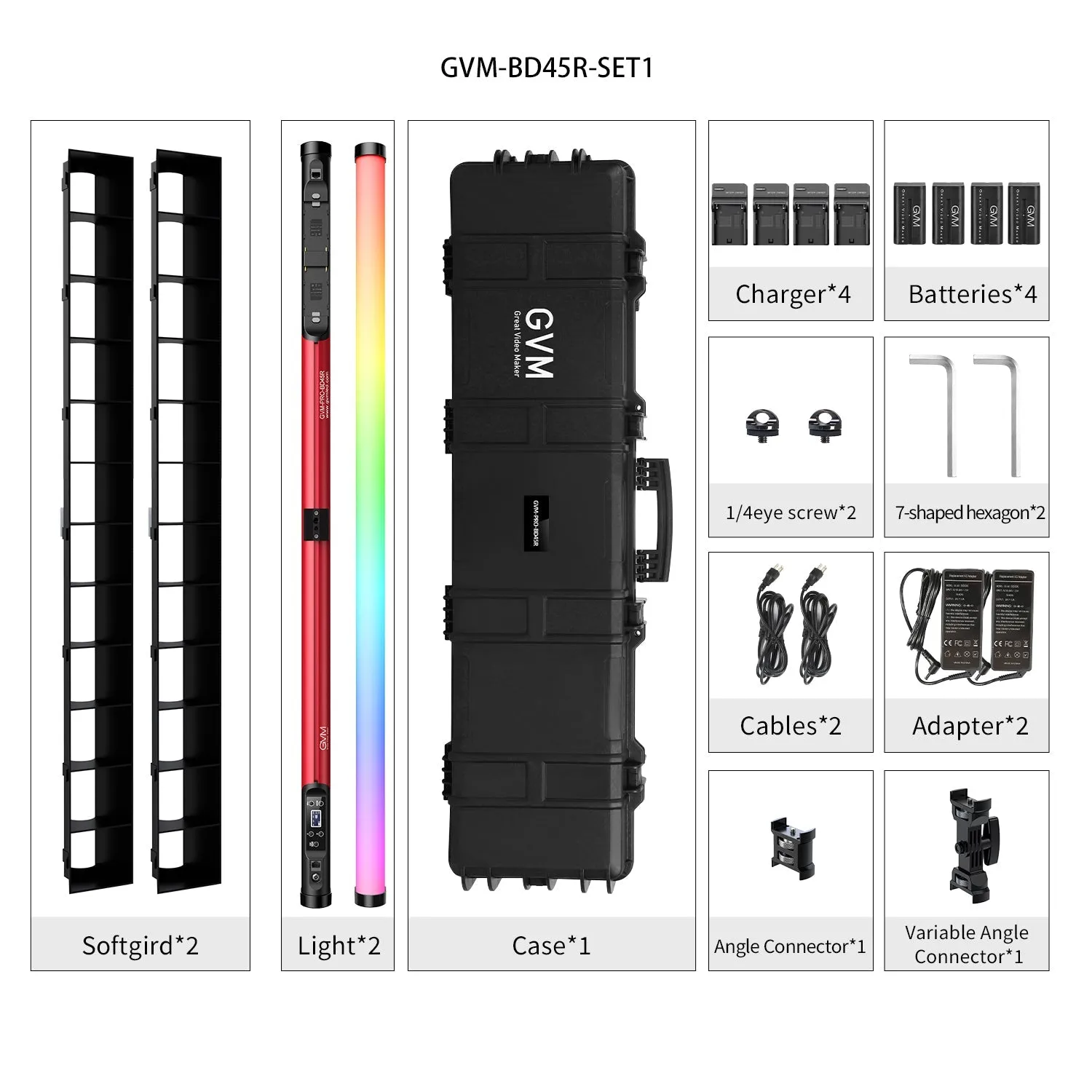 GVM BD45R Bi-Color RGB LED Light Wand 2-Light Kit (48")