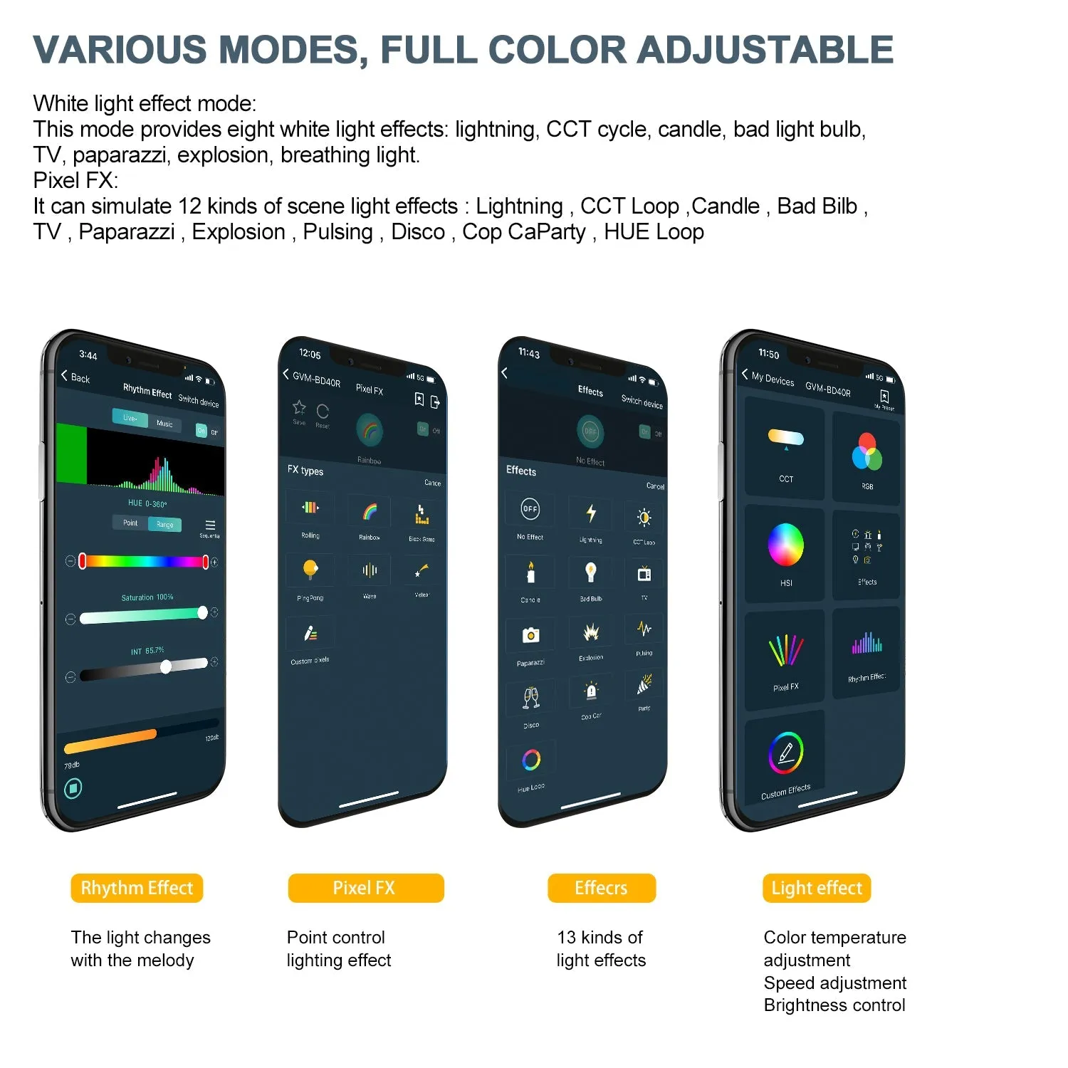 GVM BD45R RGB & Bi-color Colorful tube light