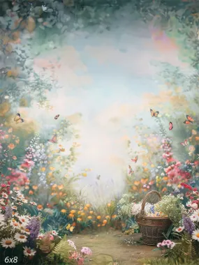 Hazy Meadow Spring Floral Easter Backdrop