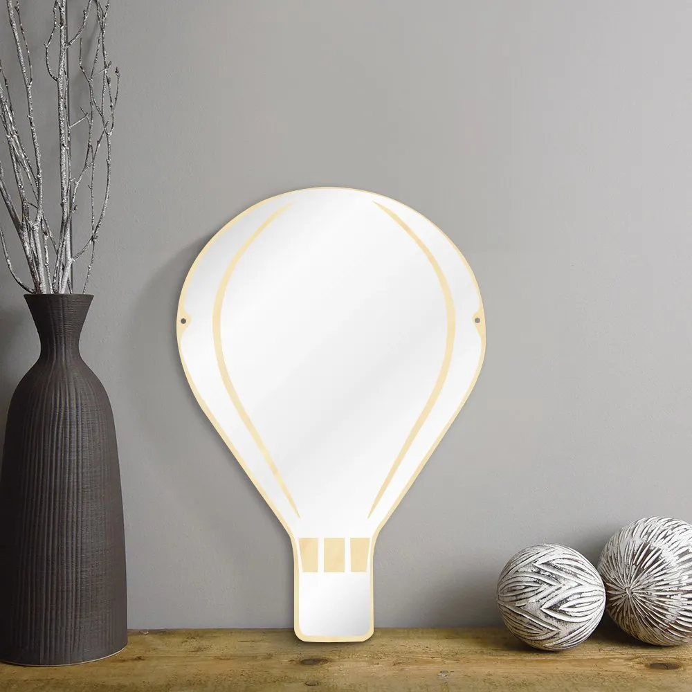 Hot Air Balloon Arylic Wall Mirror With Wooden Back Home Decor Kids Bedroom Hot Air Balloon Decoration Hanging Safety Mirror