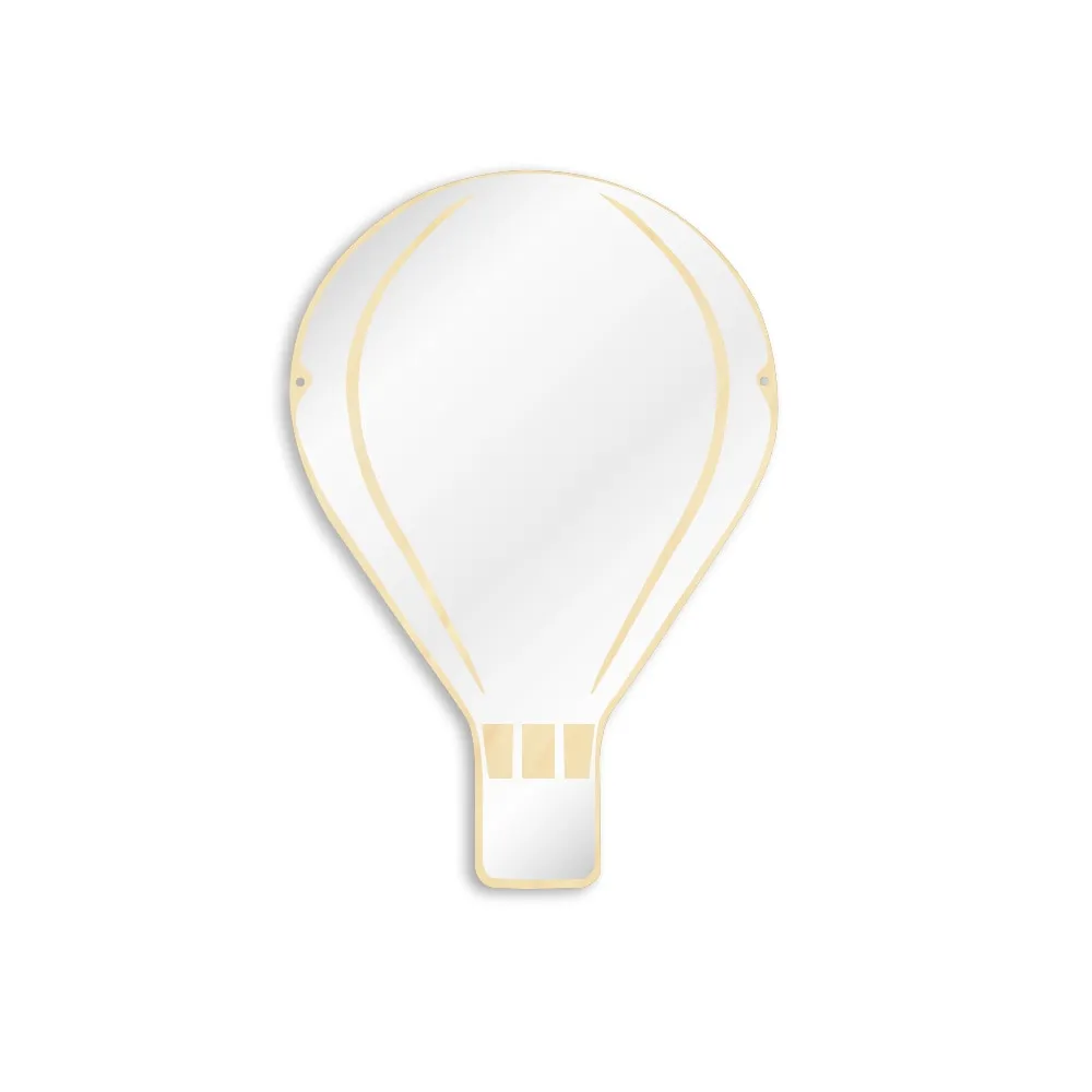 Hot Air Balloon Arylic Wall Mirror With Wooden Back  Kids Bedroom Hot Air Balloon Decoration Hanging Safety Mirror