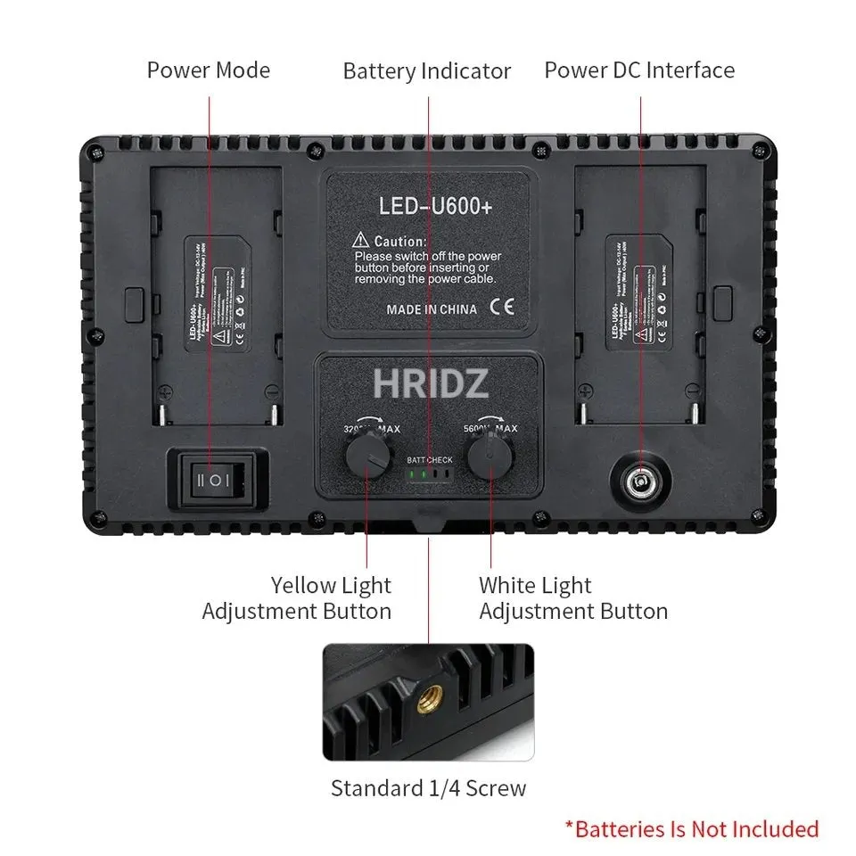 Hridz U800 LED Video Light Photo Studio Lamp AU Plug Photography Panel Lighting