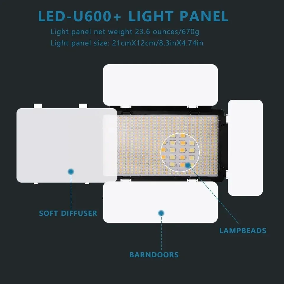 Hridz U800 LED Video Light Photo Studio Lamp AU Plug Photography Panel Lighting