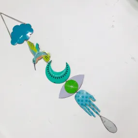 Hummingbird Green Protective Eye Talisman Wall Hanging