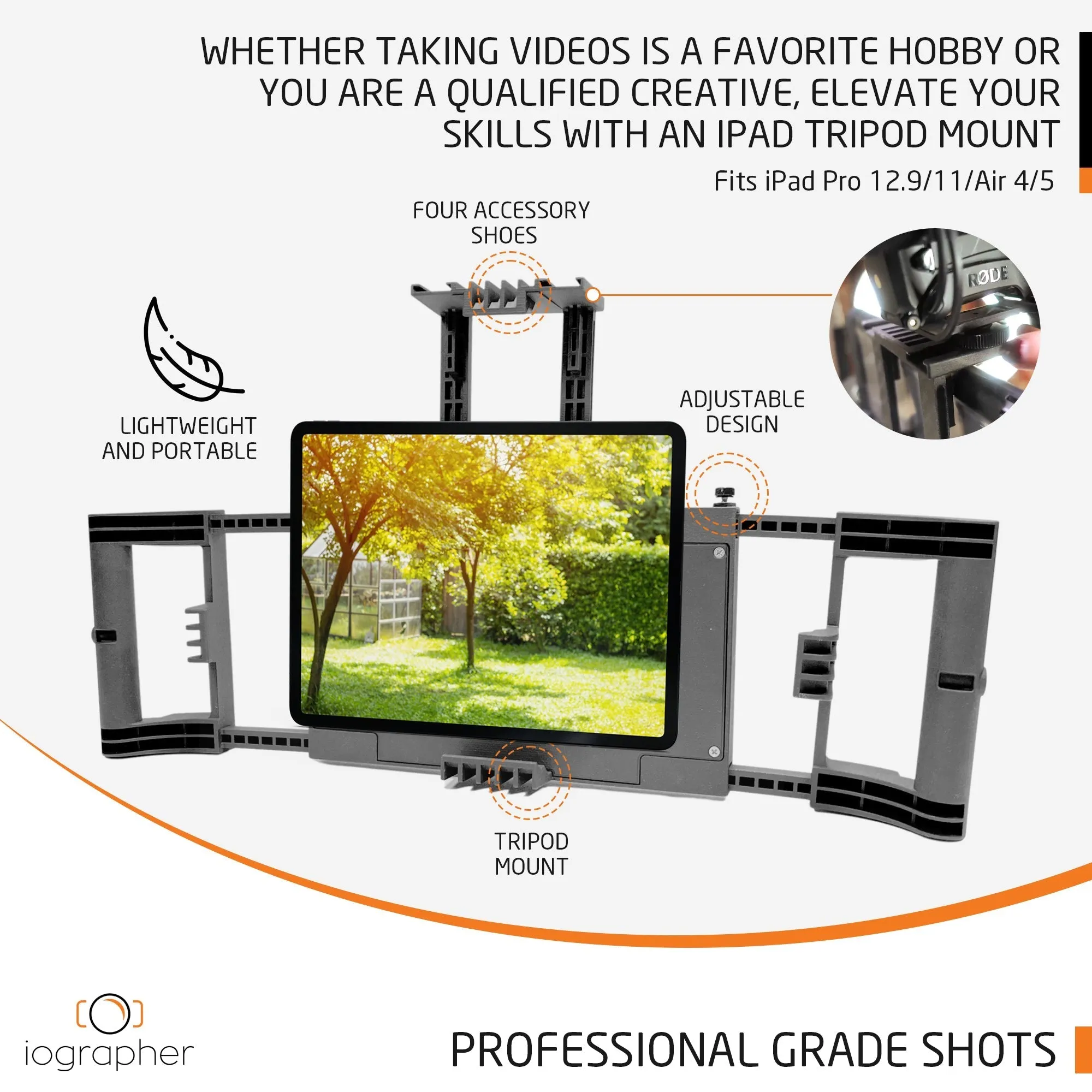 iOgrapher Multi Pro Case for iPad Pro 12.9, Pro 11, Air 4th and 5th Gen - 2X Telephoto Lens
