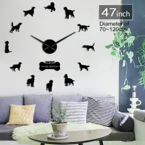Irish Setter DIY Giant Wall Clock Gundog Dog Breed Frameless Wall Art Clock Red Setter Decorative Big Wall Watch Pet Store Decor