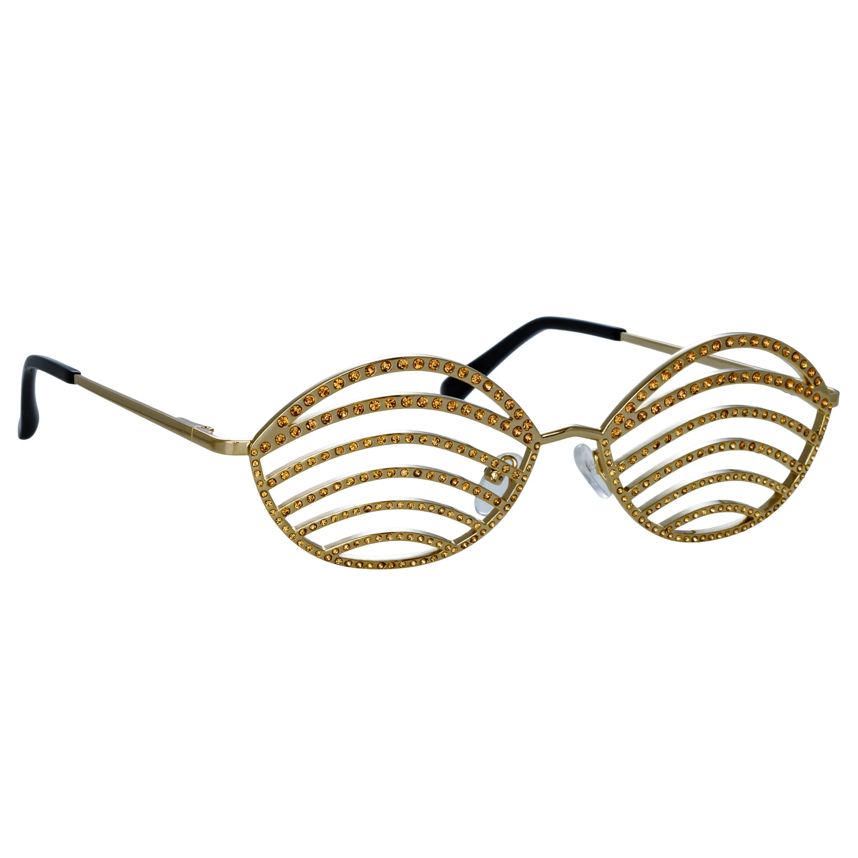 'IT Girl' with Crystals, Oversized Sunglasses in White   | NUE STUDIO x LINDA FARROW