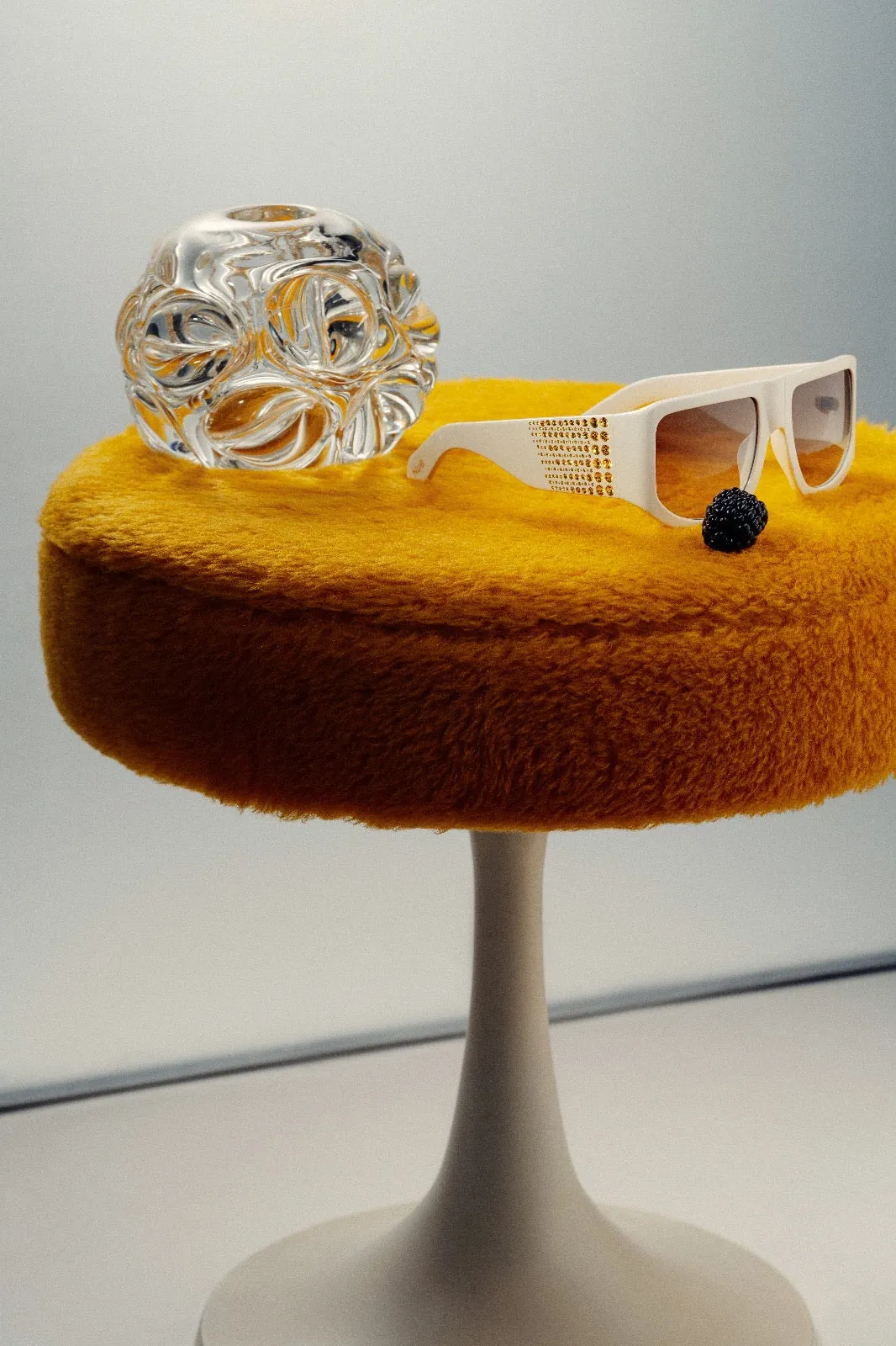 'IT Girl' with Crystals, Oversized Sunglasses in White   | NUE STUDIO x LINDA FARROW
