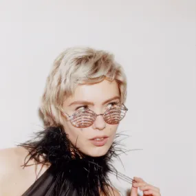 'IT Girl' with Crystals, Oversized Sunglasses in White   | NUE STUDIO x LINDA FARROW