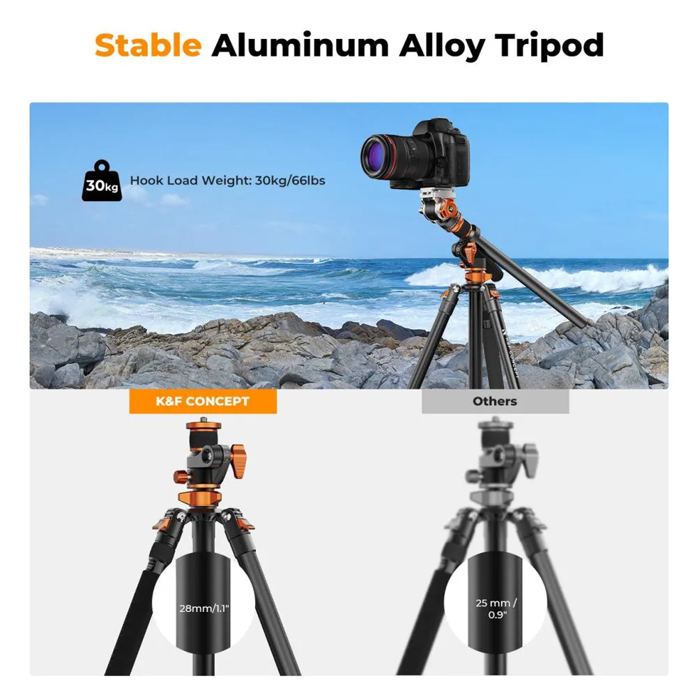 K&F Concept 4-Section 360 Degree Panoramic Fluid Head Video Tripod   Monopod with Max 95" Working Height, 5kg Max Load Capacity and Arca Swiss QR Plate for DSLR Mirrorless Camera | T254A7 FH-03