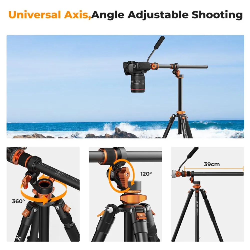 K&F Concept 4-Section 360 Degree Panoramic Fluid Head Video Tripod   Monopod with Max 95" Working Height, 5kg Max Load Capacity and Arca Swiss QR Plate for DSLR Mirrorless Camera | T254A7 FH-03