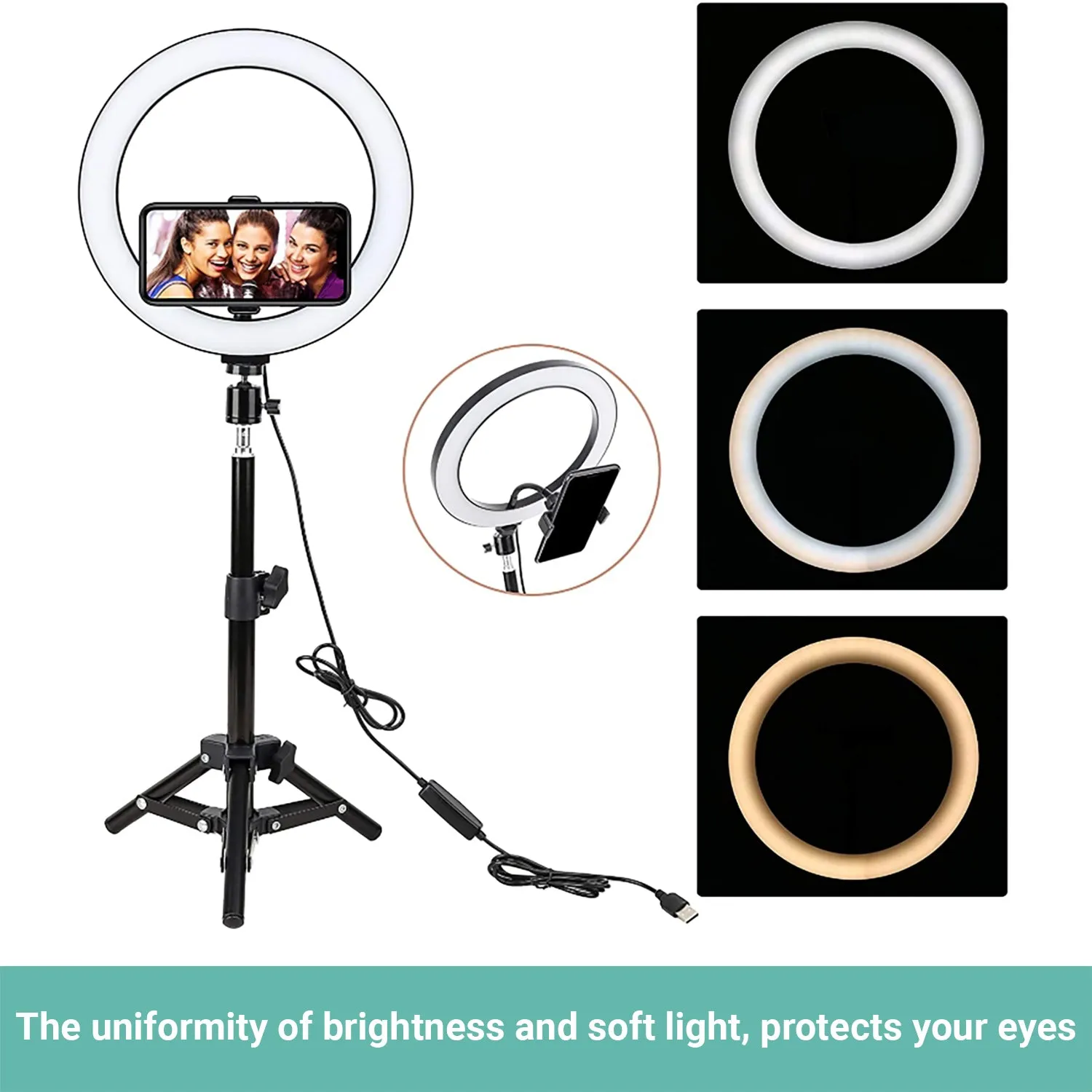 Kartech LED Ring Light Stand Lamp Diffuser Selfie Makeup Live Tripod 7"/10"