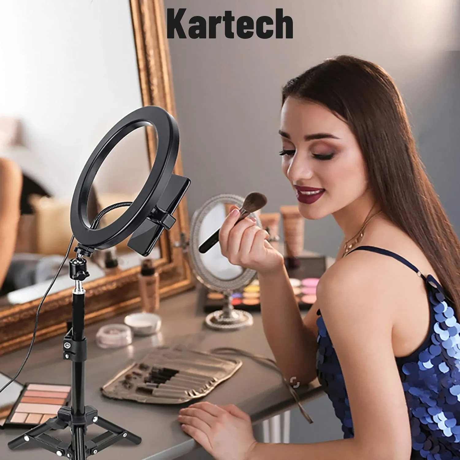 Kartech LED Ring Light Stand Lamp Diffuser Selfie Makeup Live Tripod 7"/10"