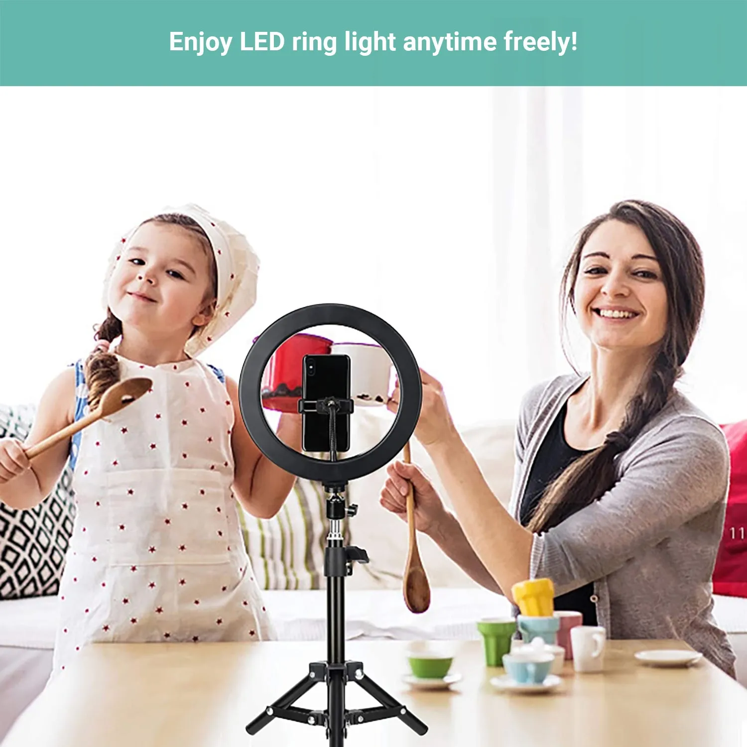Kartech LED Ring Light Stand Lamp Diffuser Selfie Makeup Live Tripod 7"/10"