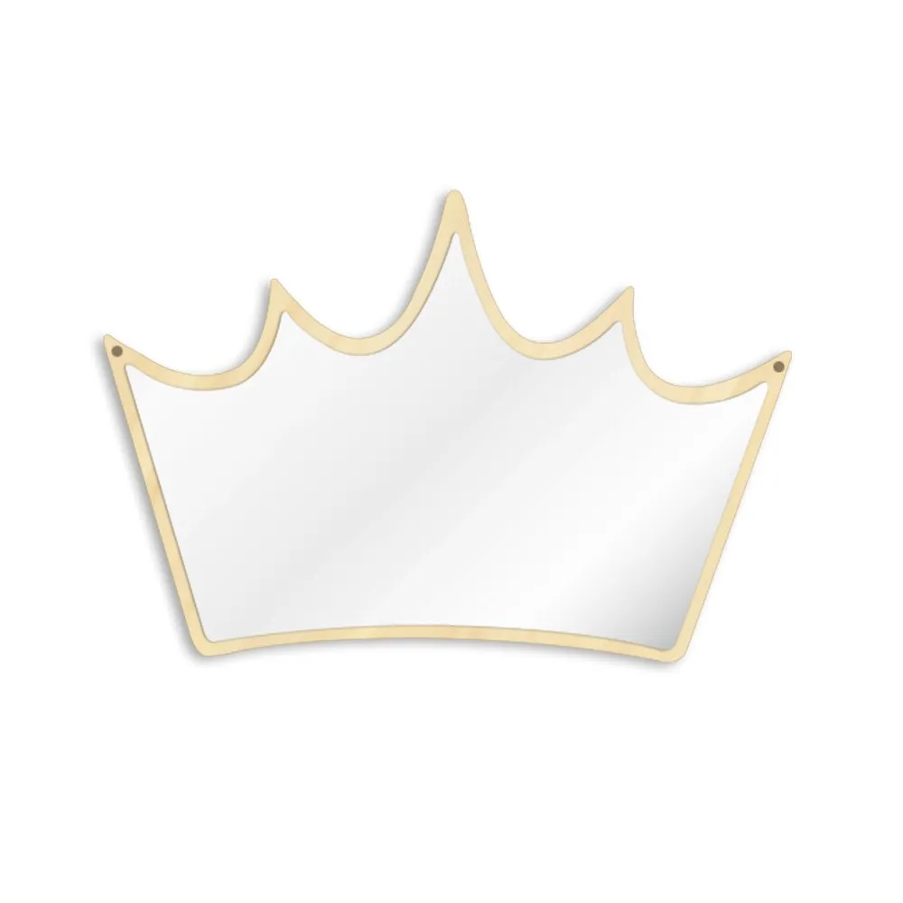 King of Crown Decorative Wall Mirror Wood and Acrylic Queen Princess Crown Safety Mirror Kid Room Baby Mirror Gift For Her