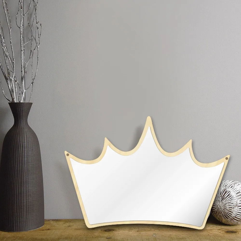 King of Crown Decorative Wall Mirror Wood and Acrylic Queen Princess Crown Safety Mirror Kid Room Baby Mirror Gift For Her