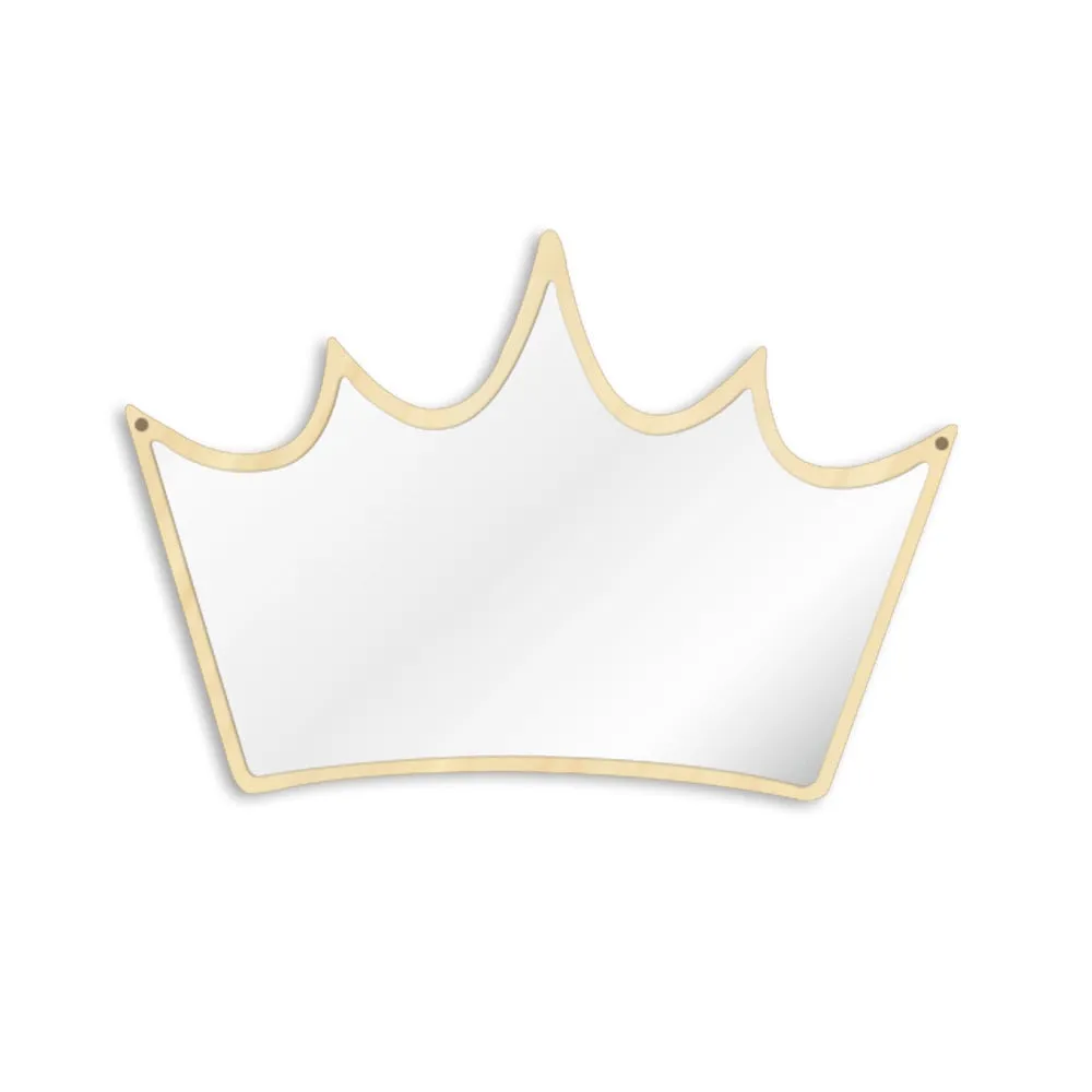 King of Crown  Wall Mirror Wood and Acrylic Queen Princess Crown Safety Mirror Kid Room Baby Mirror Gift For Her