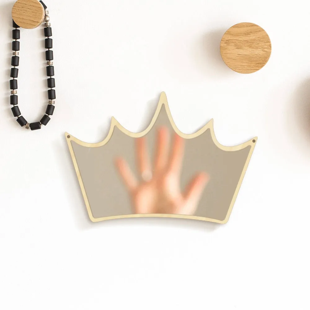 King of Crown  Wall Mirror Wood and Acrylic Queen Princess Crown Safety Mirror Kid Room Baby Mirror Gift For Her