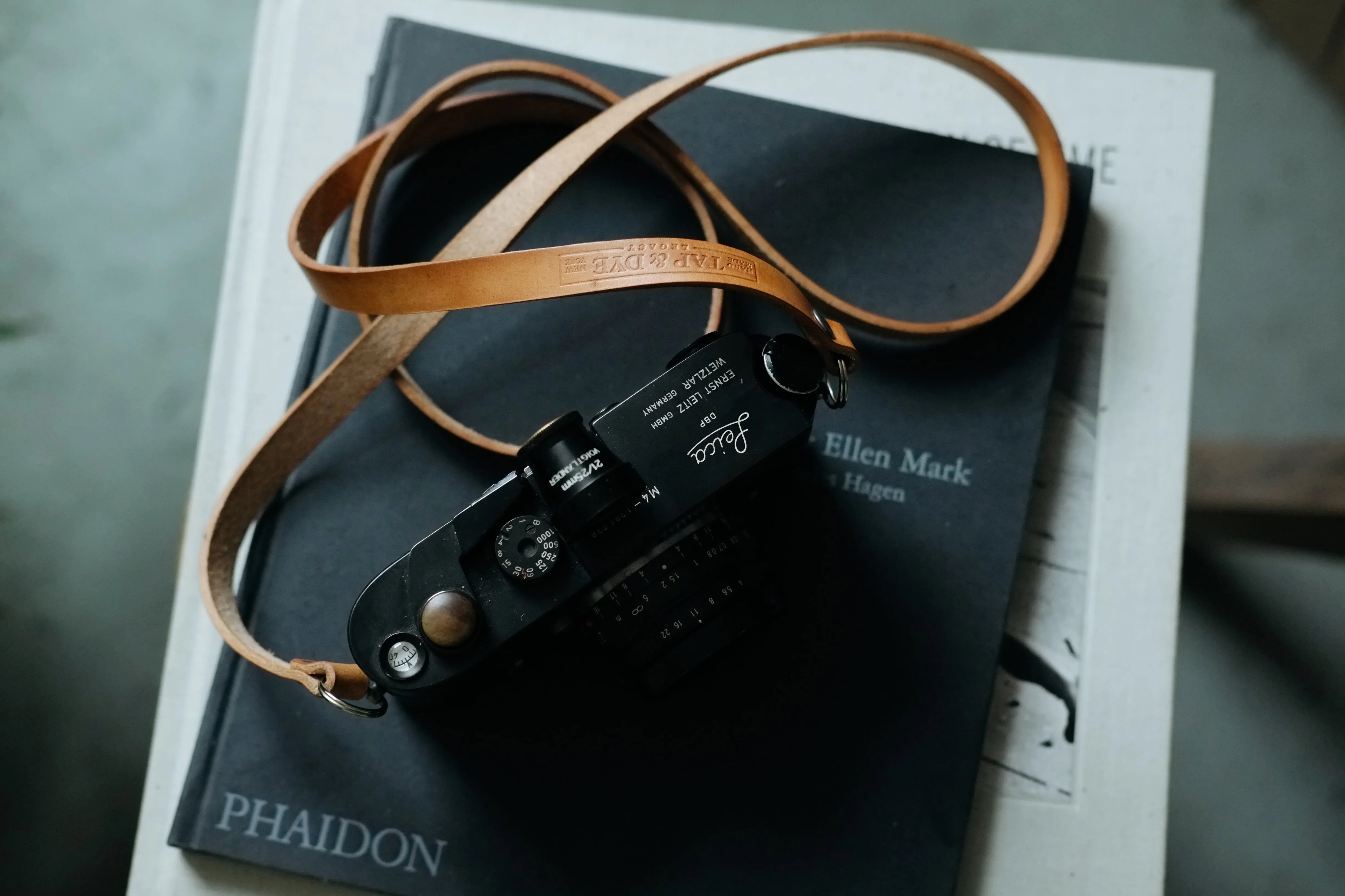 L E G A C Y minimal camera strap - Antique Tan | Dark Amber Beeswax | Black Horween