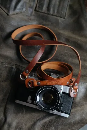 L E G A C Y minimal camera strap - Antique Tan | Dark Amber Beeswax | Black Horween