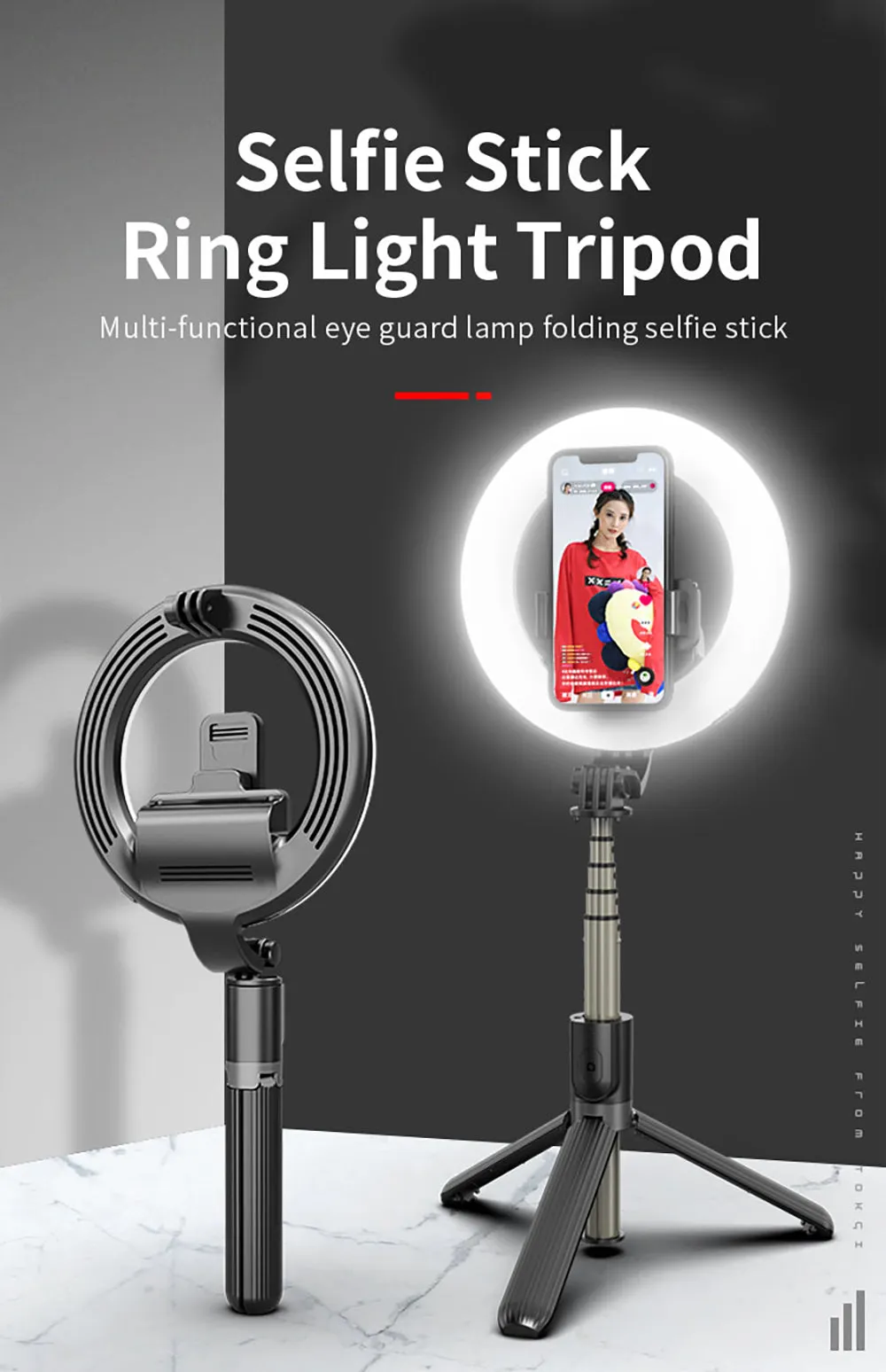 LED HALO iPhone TriPod Selfie Stick 360 Rotation STUDIO QUALITY
